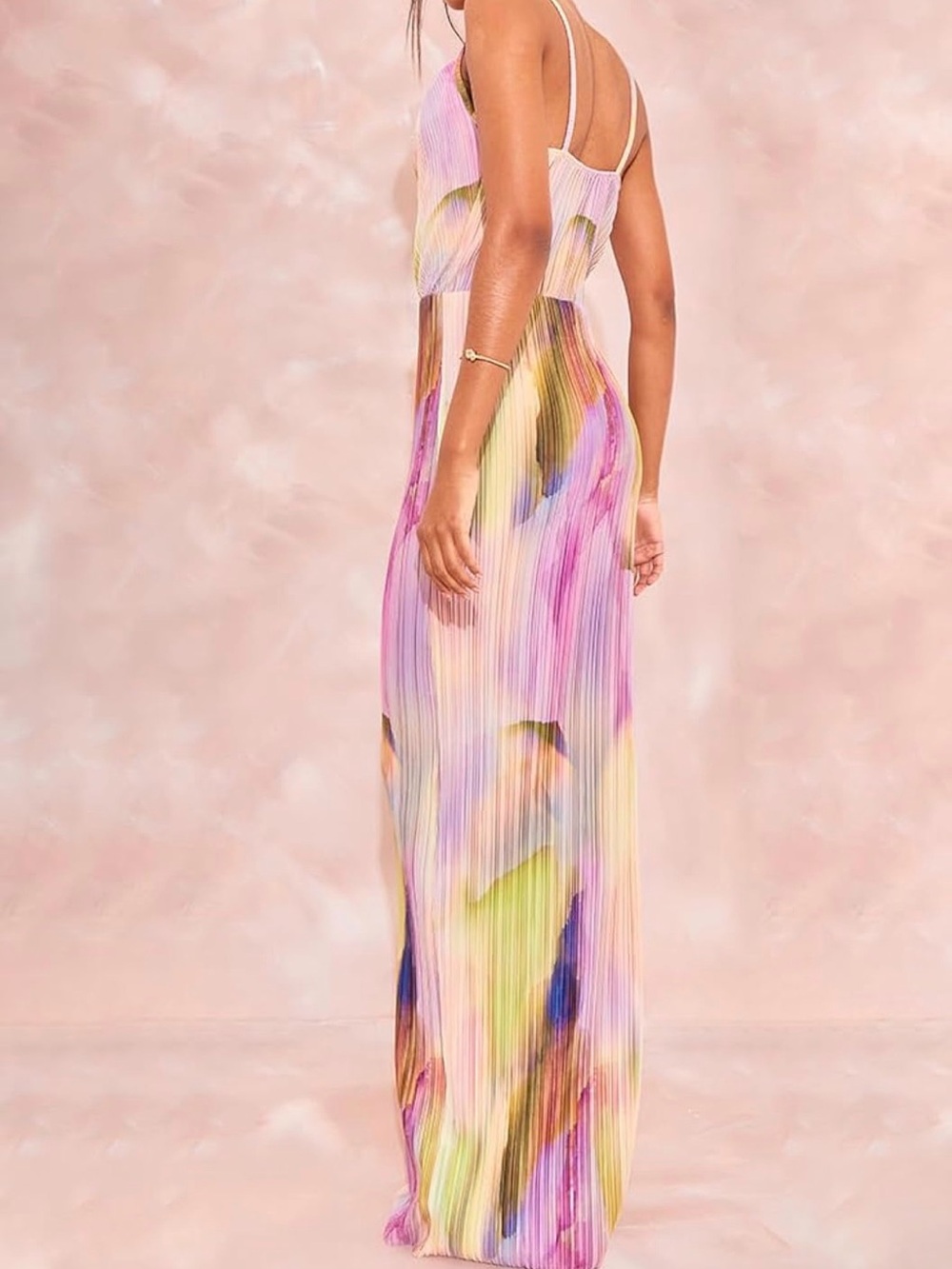 Multi-Color Pleated Maxi Dress - Women - Picture 2 of 3
